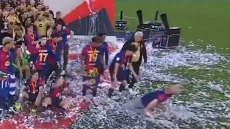 Pau Cubarsi's father goes viral during Barcelona celebrations