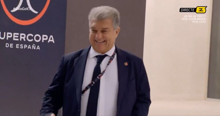 WATCH: Joan Laporta emphatically reacts to Dani Olmo and Pau Victor registration