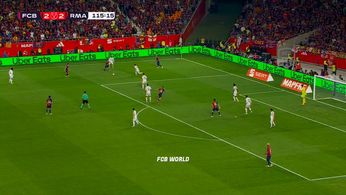 Barcelona lead in extra time as Jules Kounde scores from range