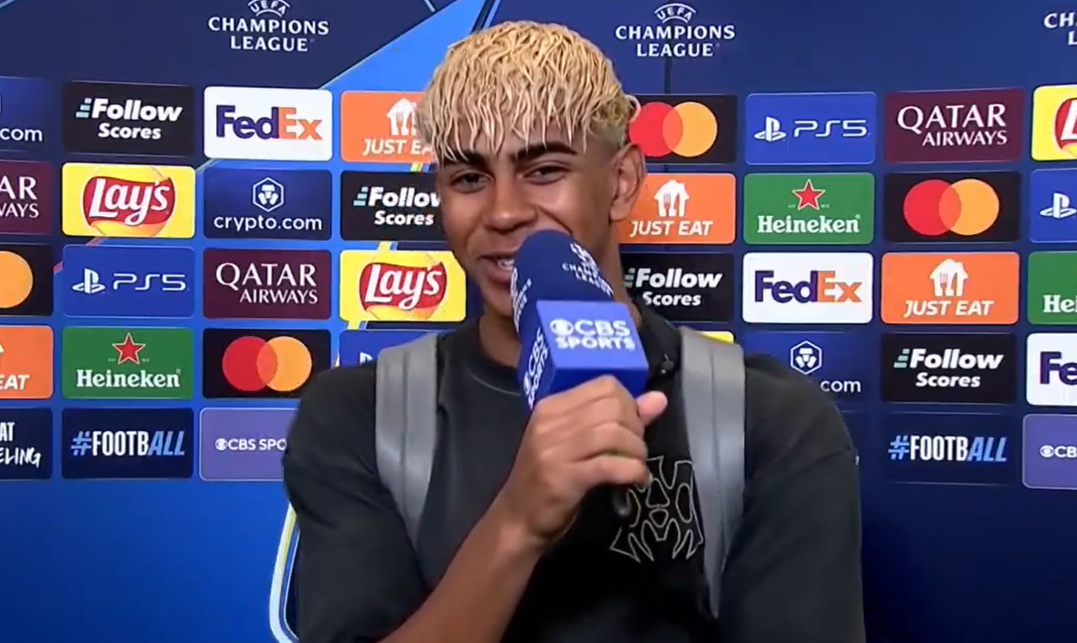 Lamine Yamal tries English in interview and makes Thierry Henry promise